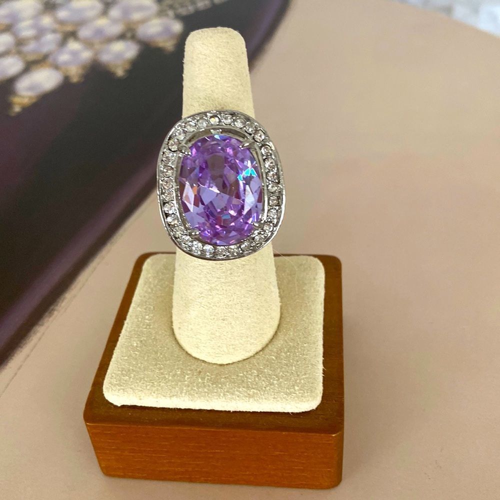 Amethyst Silver Cocktail Ring - image 1